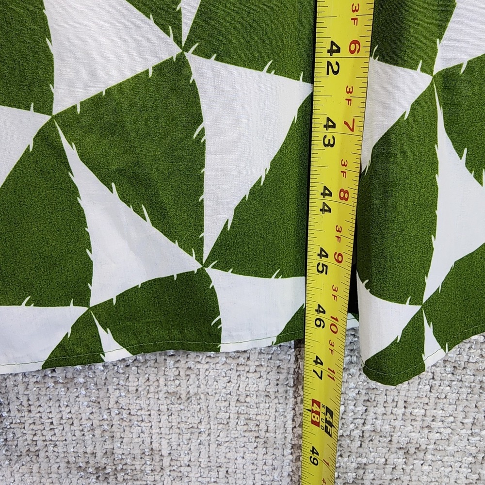 Anthropologie Maeve Bettina Shirt Dress Womens LP Petite Green White Triangles - Picture 8 of 13